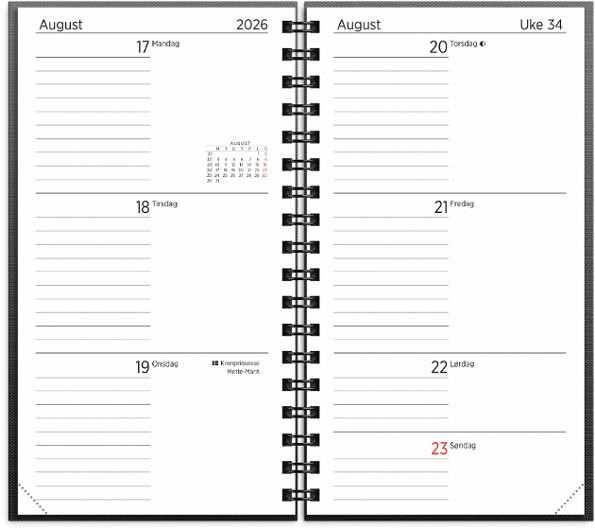 Kalender Grieg Slim Spiral 26/27 Sort