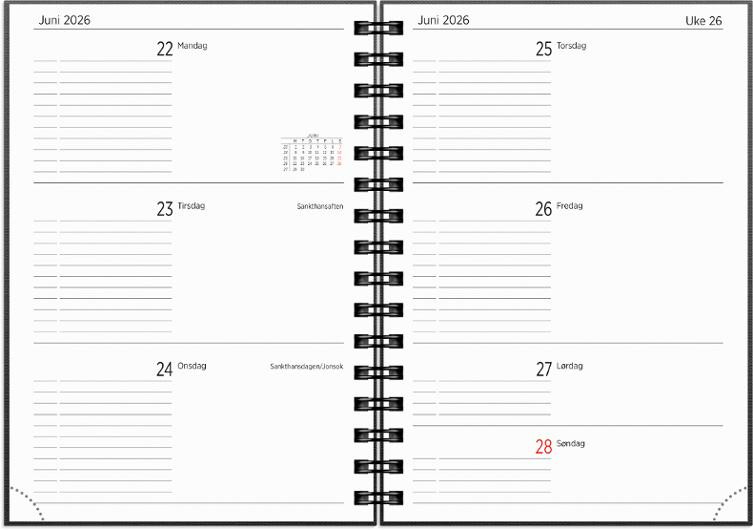Studentkalender Grieg A5 Spir 26/27 Sort