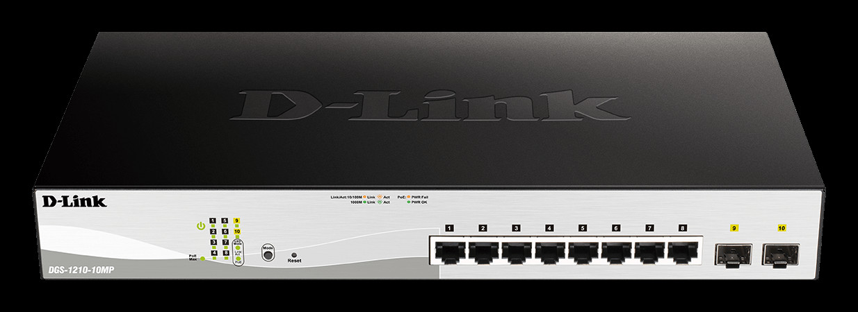 BildeD-LINK 10-Port Gigabit PoE+ Smart Switch 2 SFP Ports POE 130