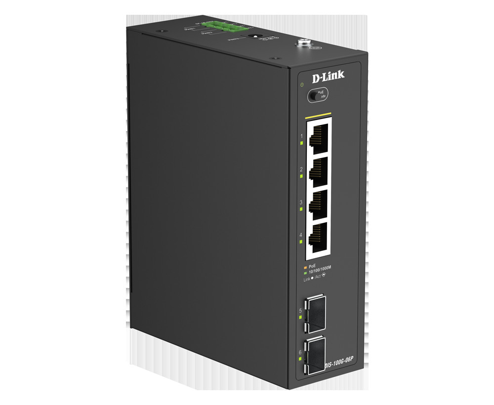 BildeD-LINK 6-Port Gigabit Industrial PoE+ Unmanaged Switch with