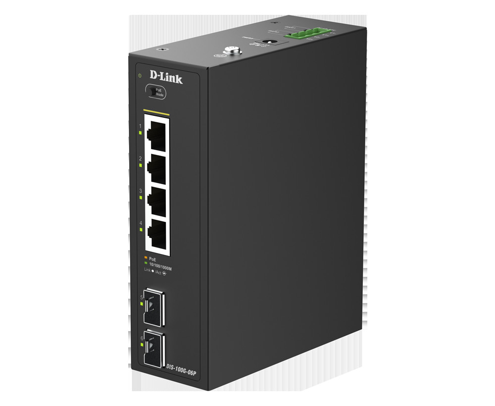D-LINK 6-Port Gigabit Industrial PoE+ Unmanaged Switch with