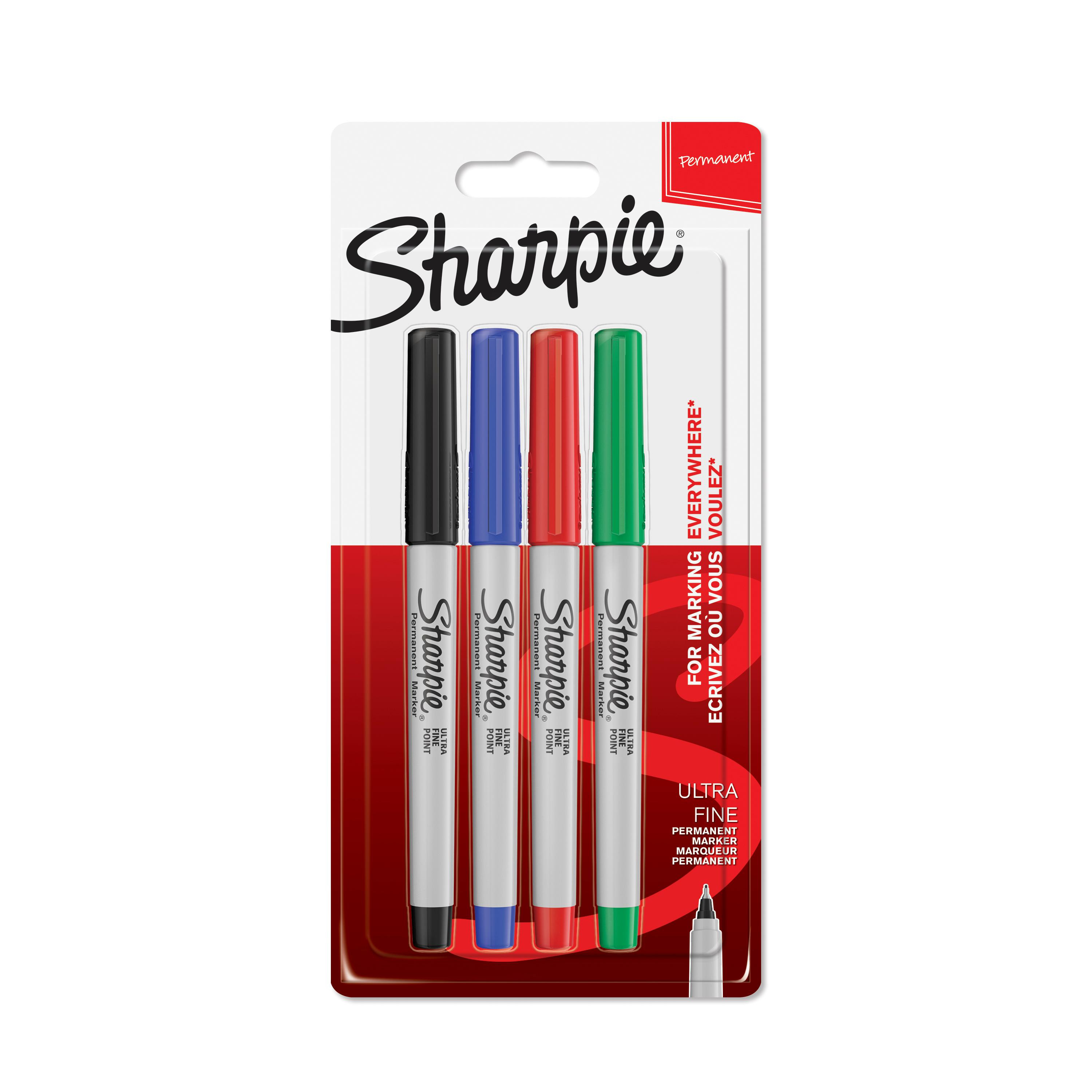 Sharpie Ultra Fine 4-Blister Sort/Rd/Bl/Grnn