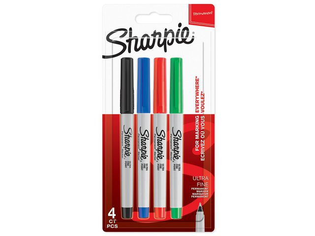 BildeSharpie Ultra Fine 4-Blister Sort/Rd/Bl/Grnn