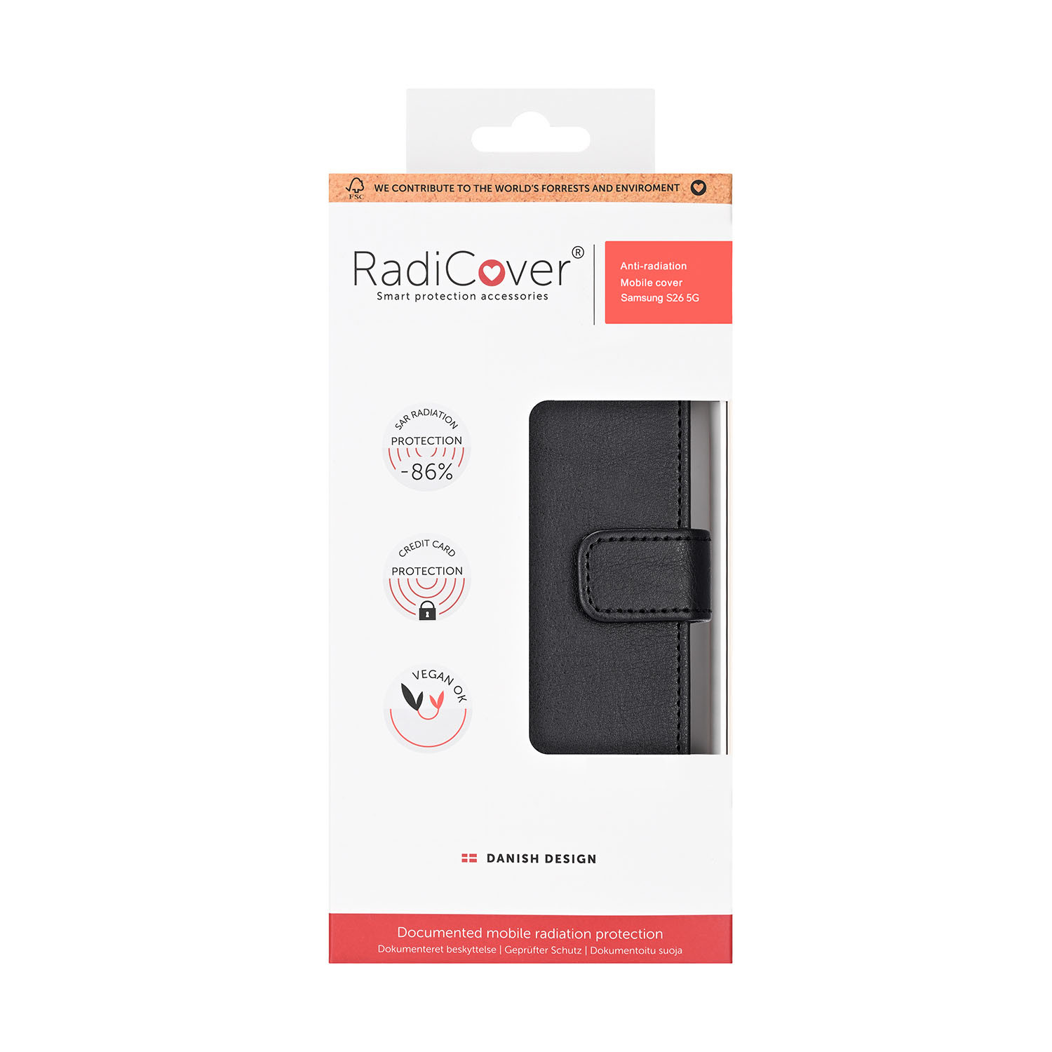 RADICOVER Flipcov Anti Radiation RFID 3 card Samsung Galaxy S26 3 Black PU