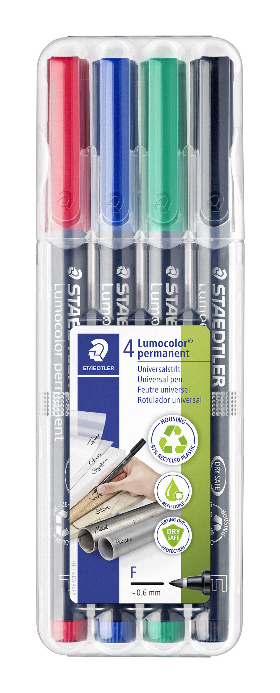 STAEDTLER Merkepenn Lumocolor Perm. 0,6mm assortert (4)