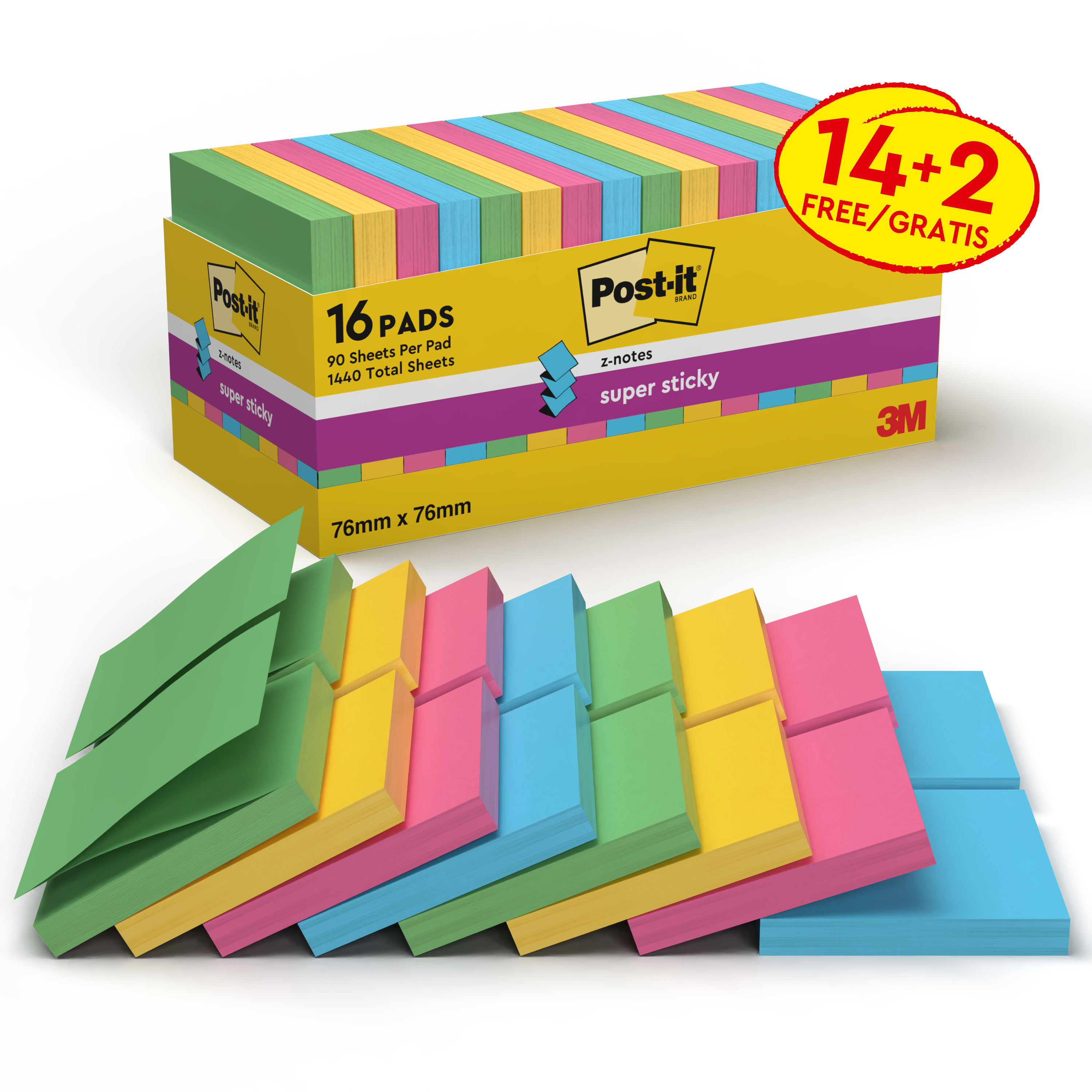 BildePost-it Z-Klistrelapper 76x76 Super Sticky V-Pack (16)