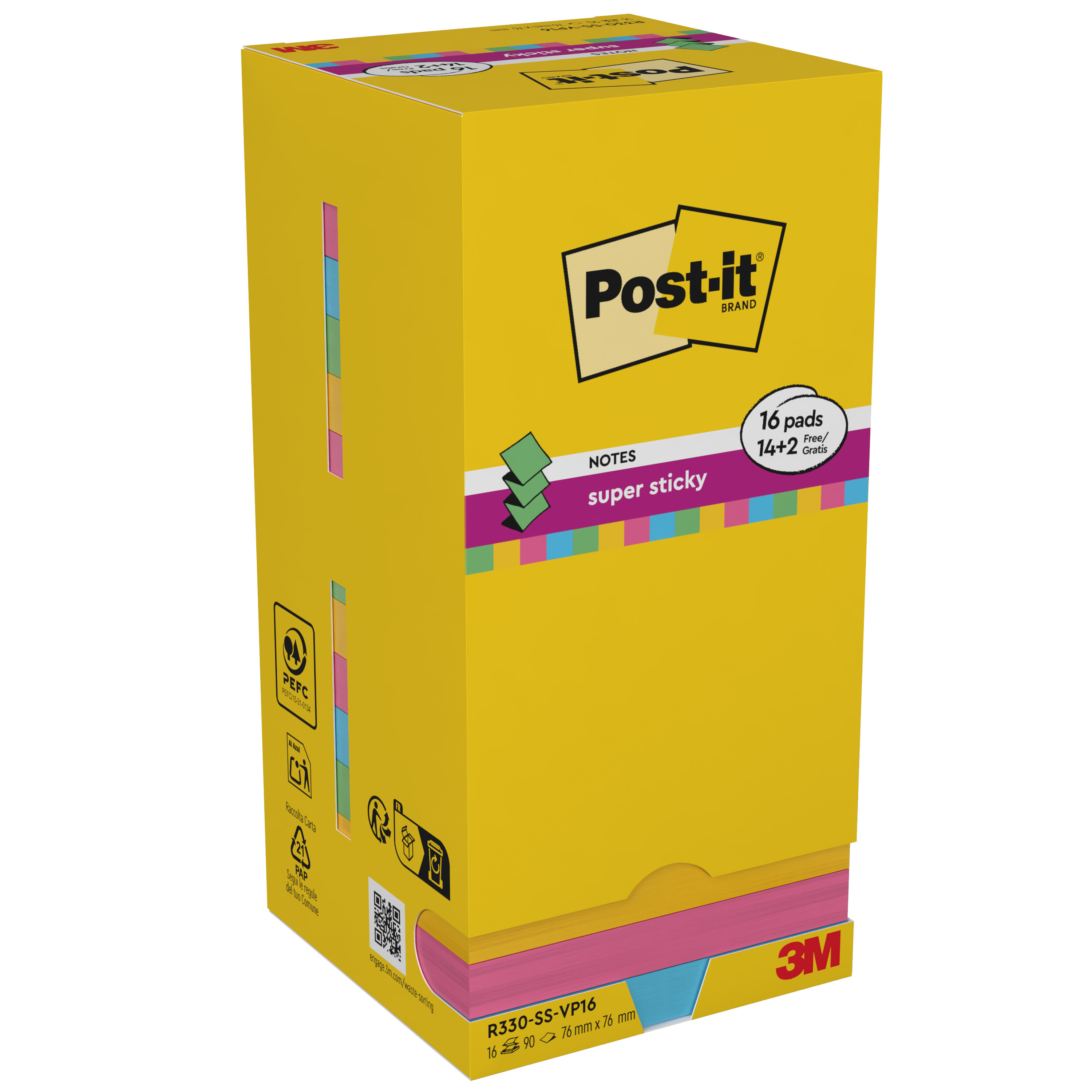 Post-it Z-Klistrelapper 76x76 Super Sticky V-Pack (16)