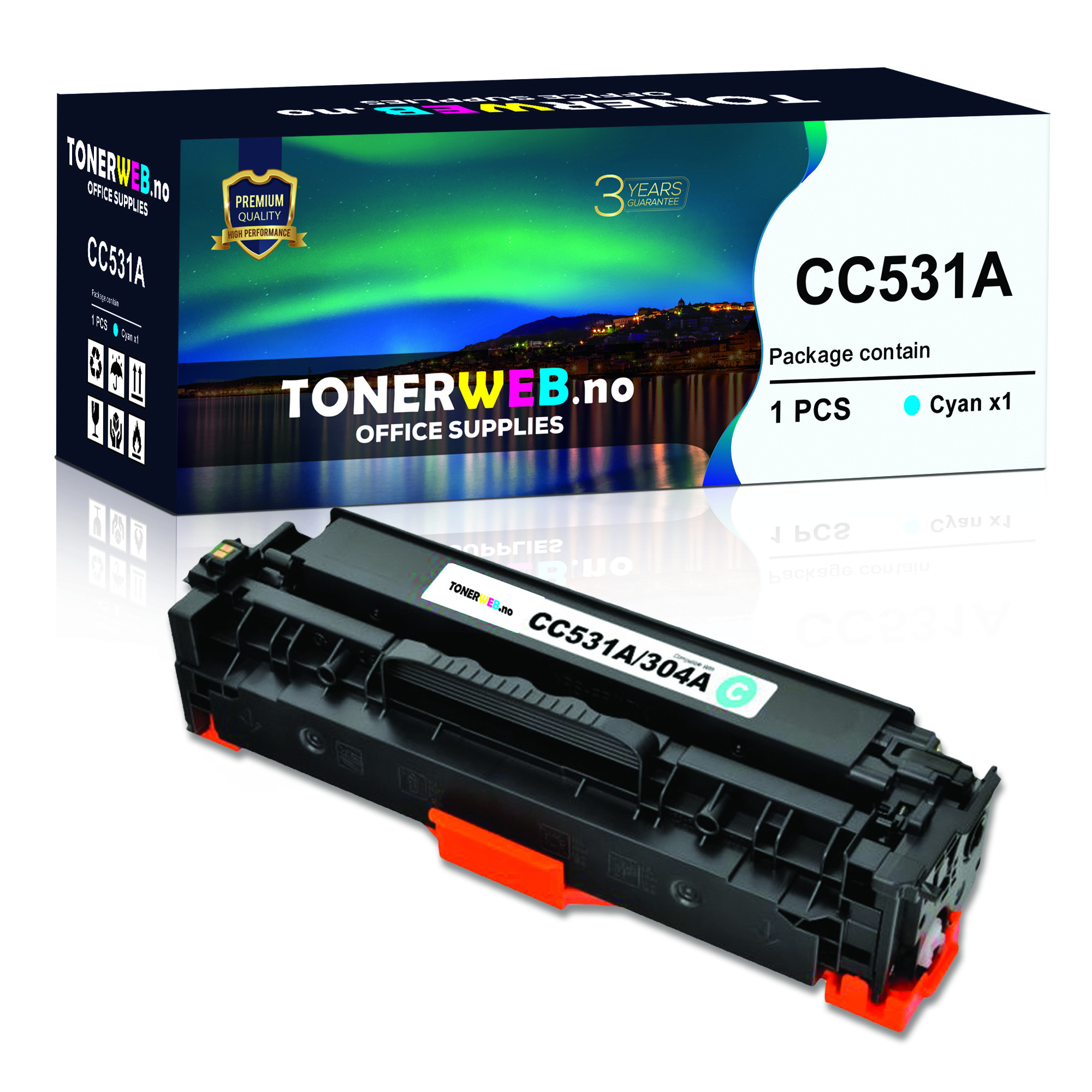 BildeTonerkassett, erstatter HP CC531A Cyan (2.800 sider)
