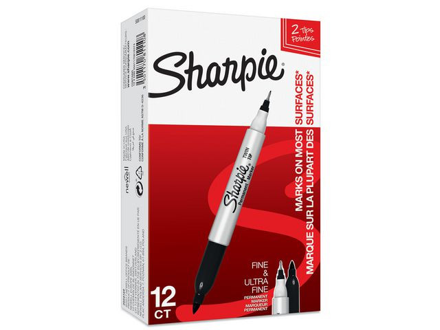 BildeMerkepenn Sharpie Twin Tip Sort (12 stk)