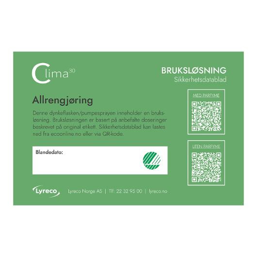 BildeBruksetikett Clima30 Allrengjøring