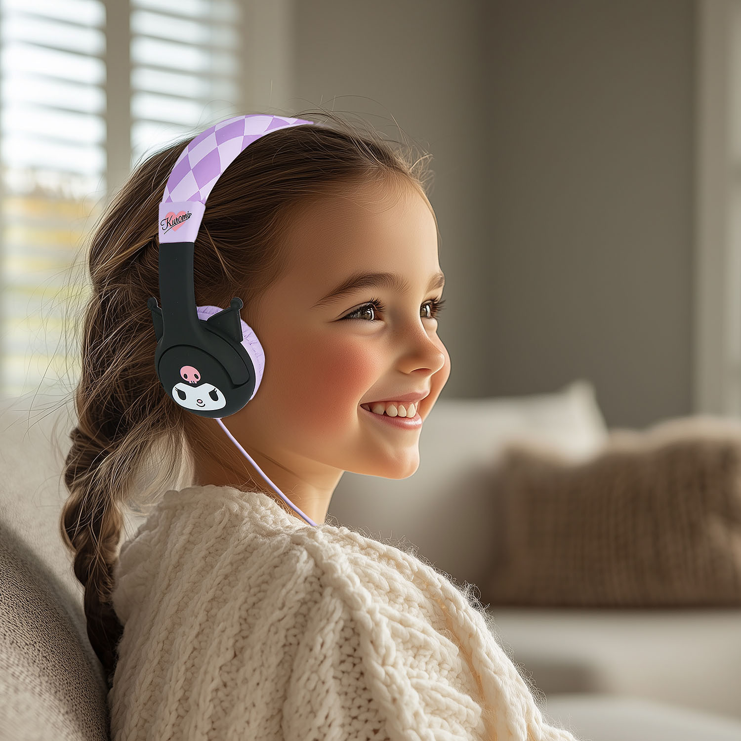 KUROMI Headphone Pink Wired On-Ear 85dB With Ears