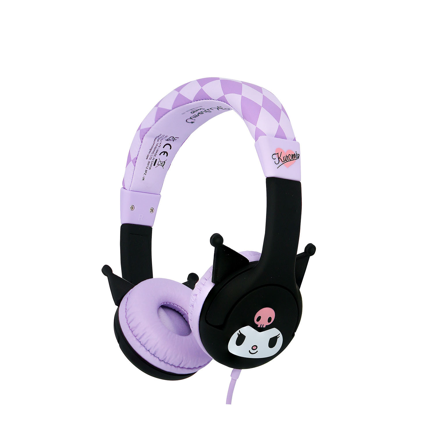 KUROMI Headphone Pink Wired On-Ear 85dB With Ears