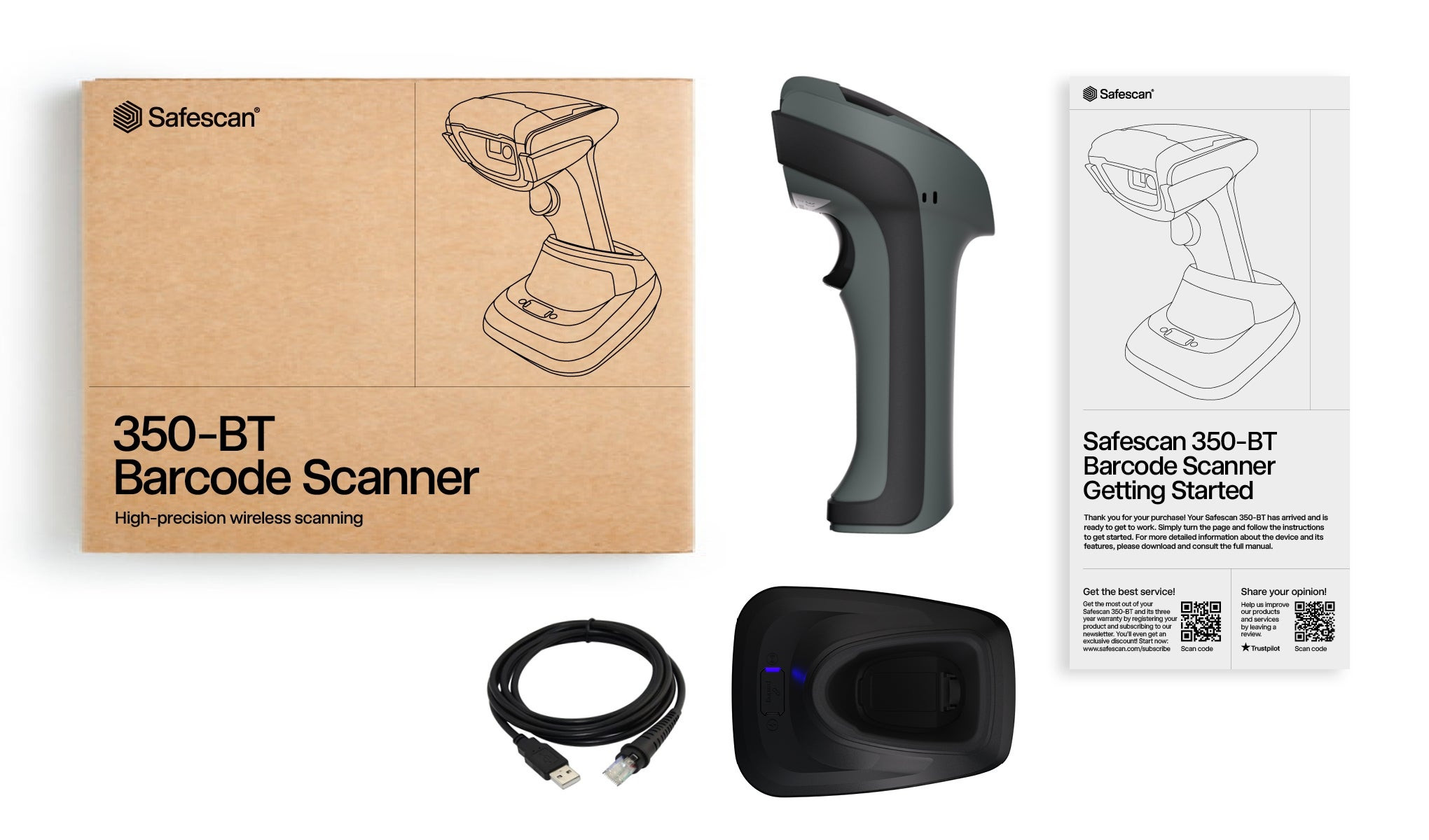 SAFESCAN 350-BT Wireless POS Barcode Scanner w/ChargingStand