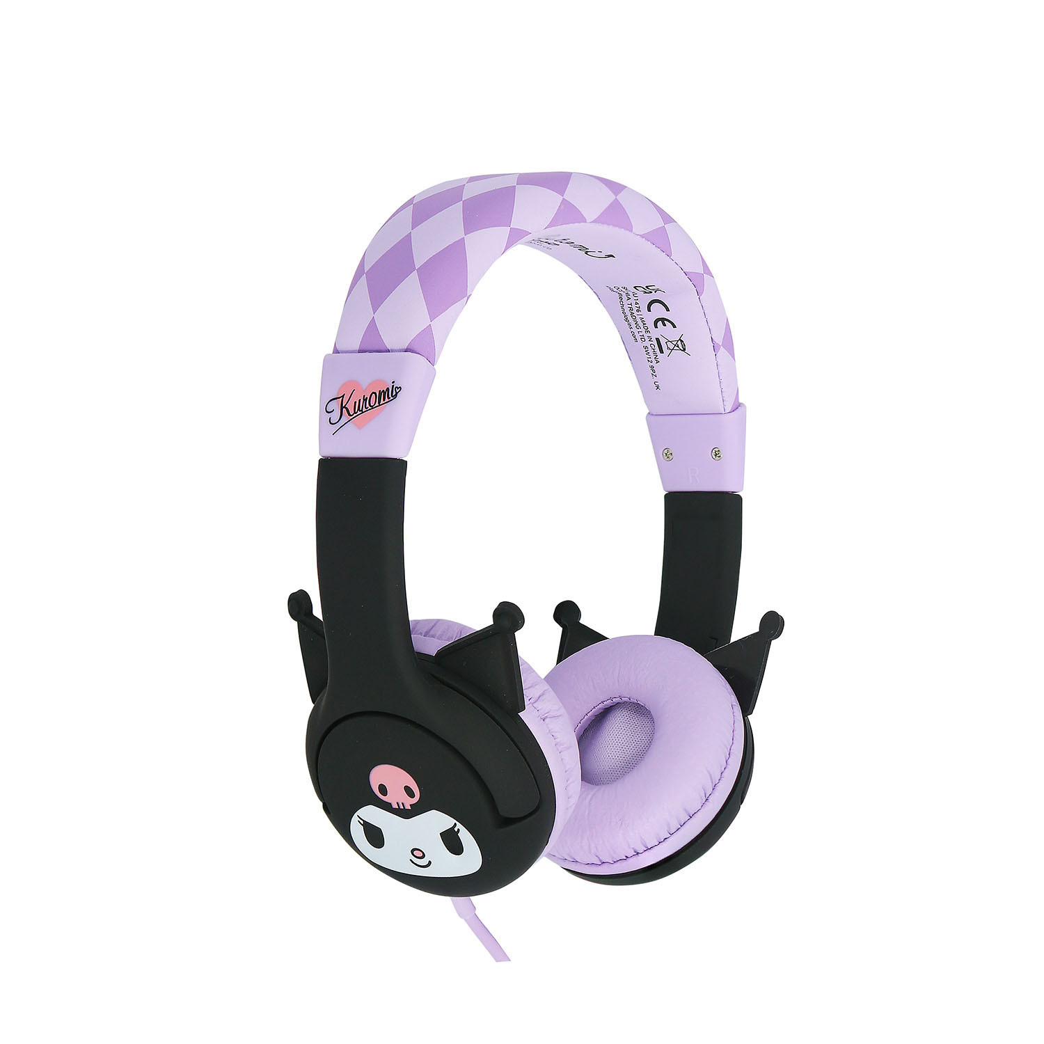 KUROMI Headphone Pink Wired On-Ear 85dB With Ears