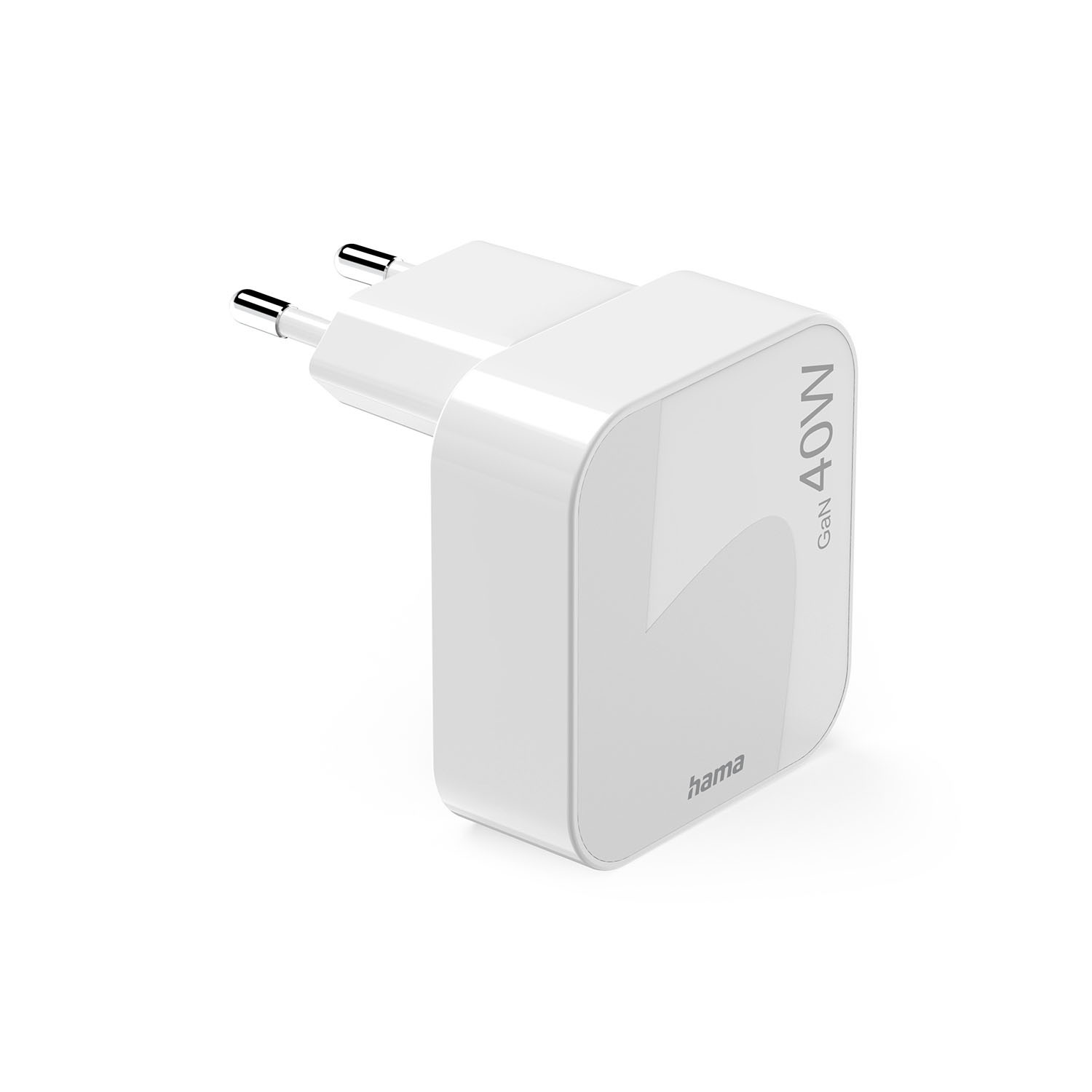 HAMA Fast Folding Mini Charger 2xUSB-C GaN PD 40W White