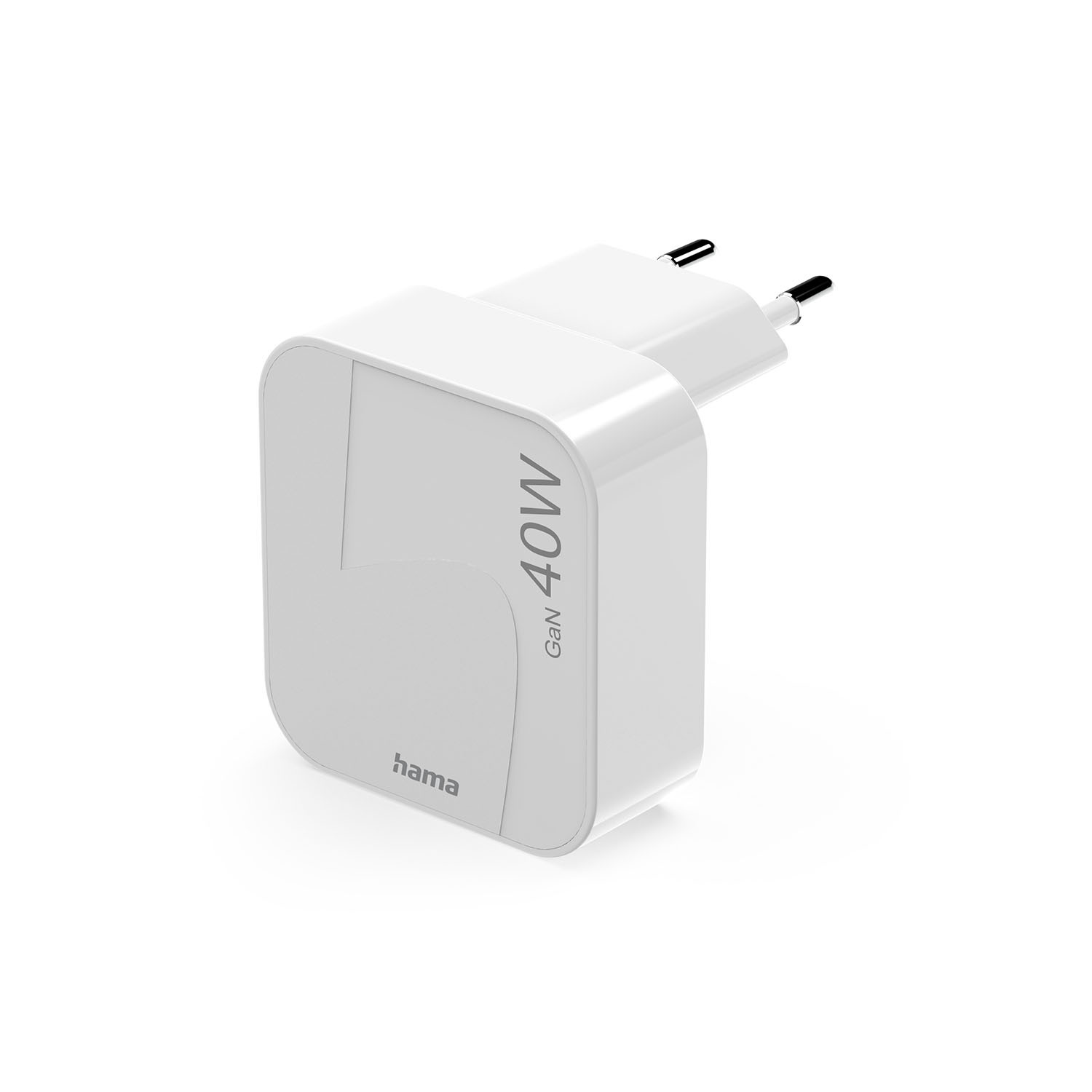 HAMA Fast Folding Mini Charger 2xUSB-C GaN PD 40W White