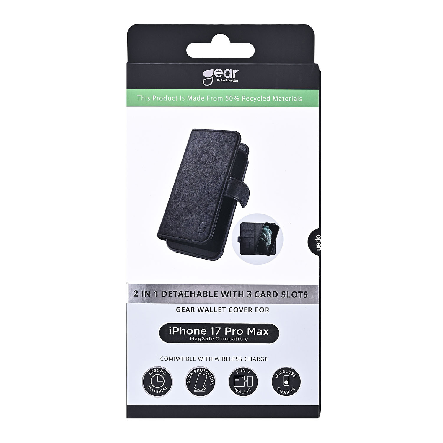 GEAR 2in1 3 card Recycled MagSerie iPhone 17 Pro Max Black