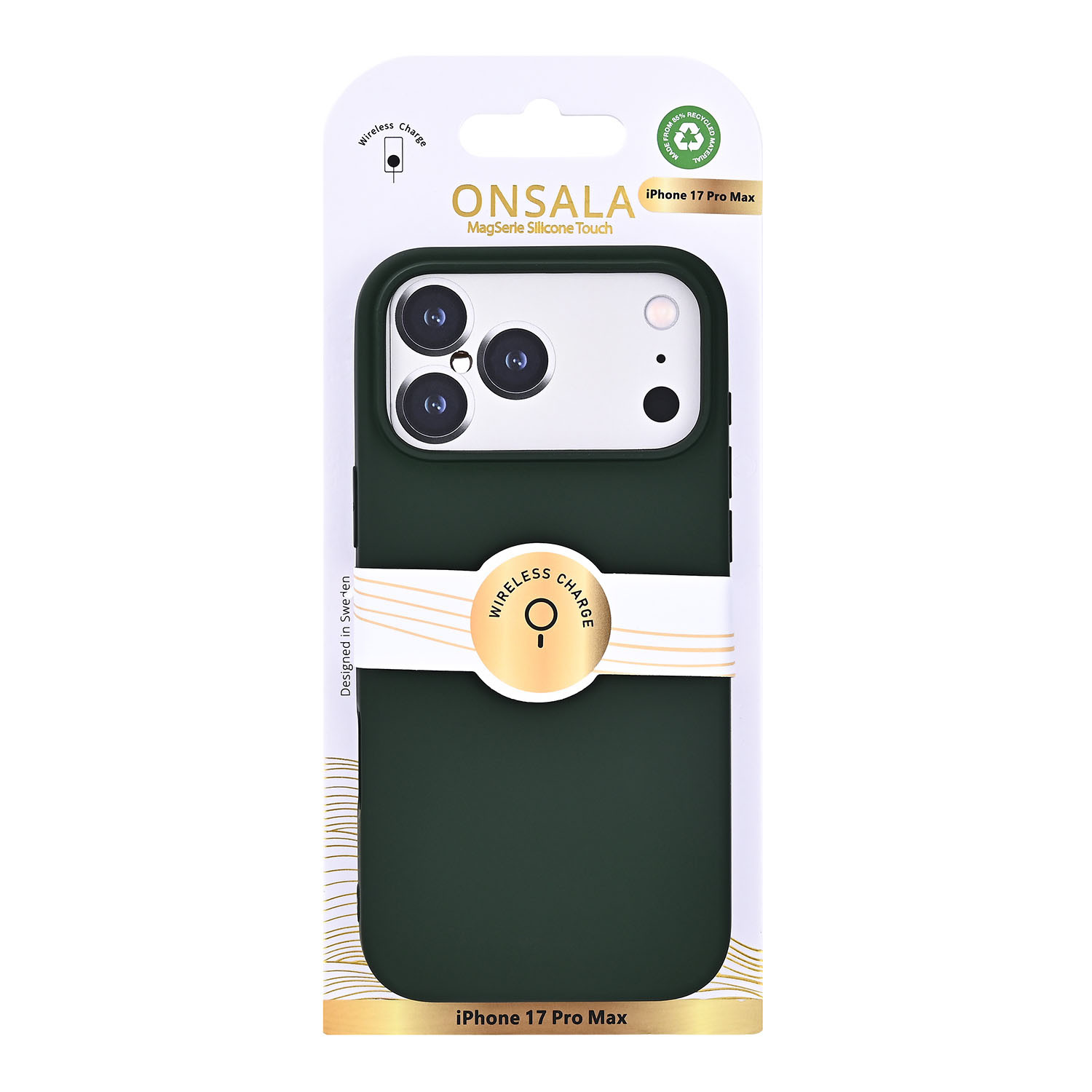 ONSALA Back Sil Touch Recycled MagSerie iPhone 17 Pro Max Olive Green