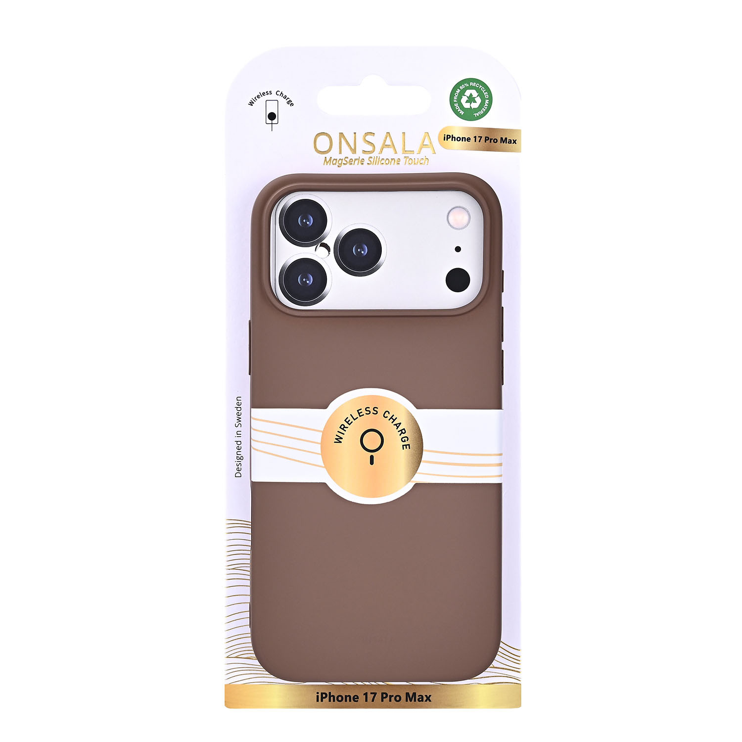 ONSALA Back Sil Touch Recycled MagSerie iPhone 17 Pro Max Chocolate