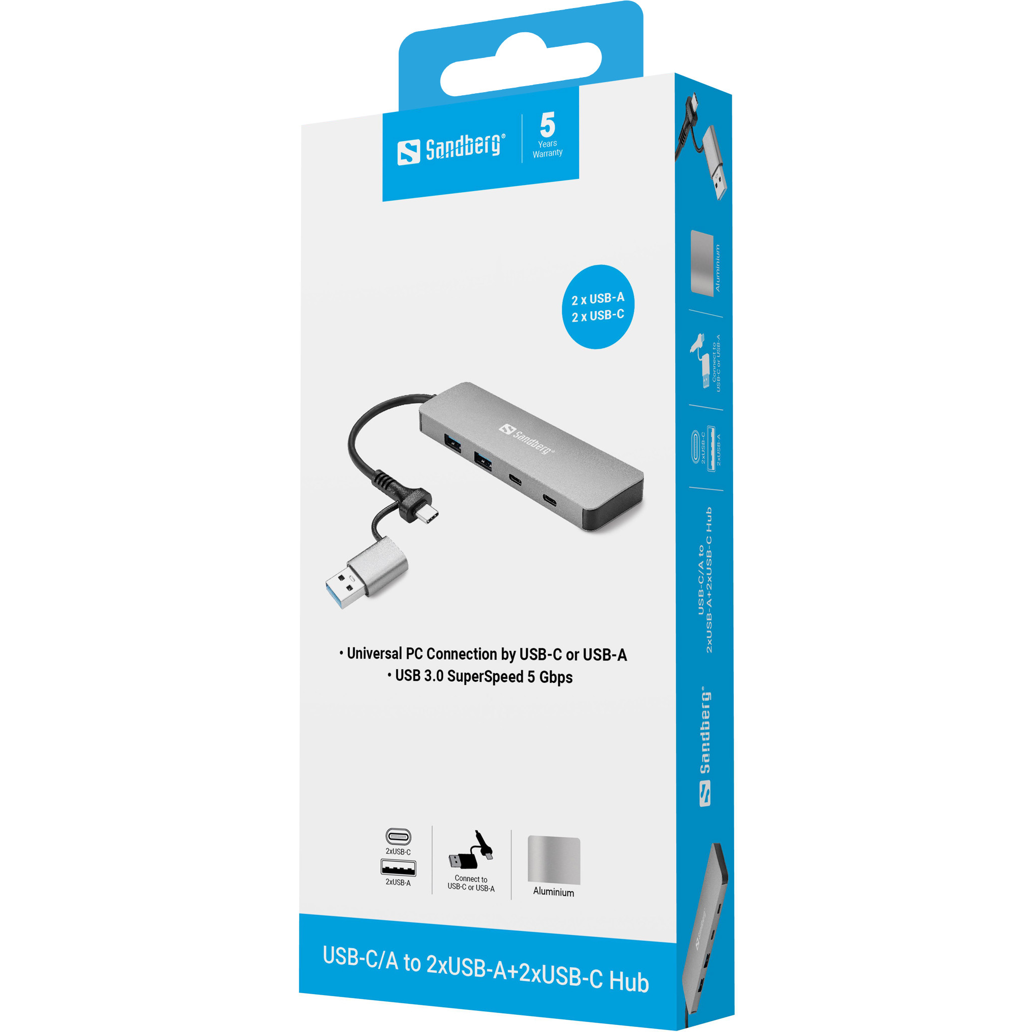 Sandberg USB-C/A to 2xUSB-A+2xUSB-C Hub