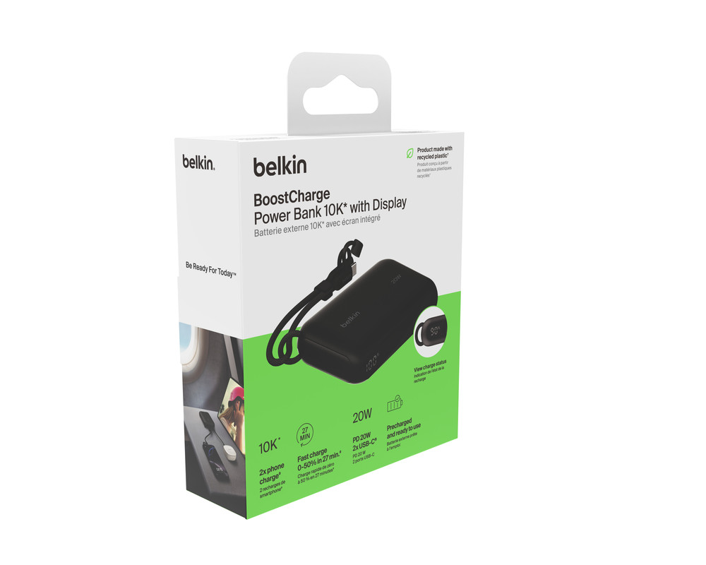 BELKIN 10k PD20W Power Bank w/Display, Black