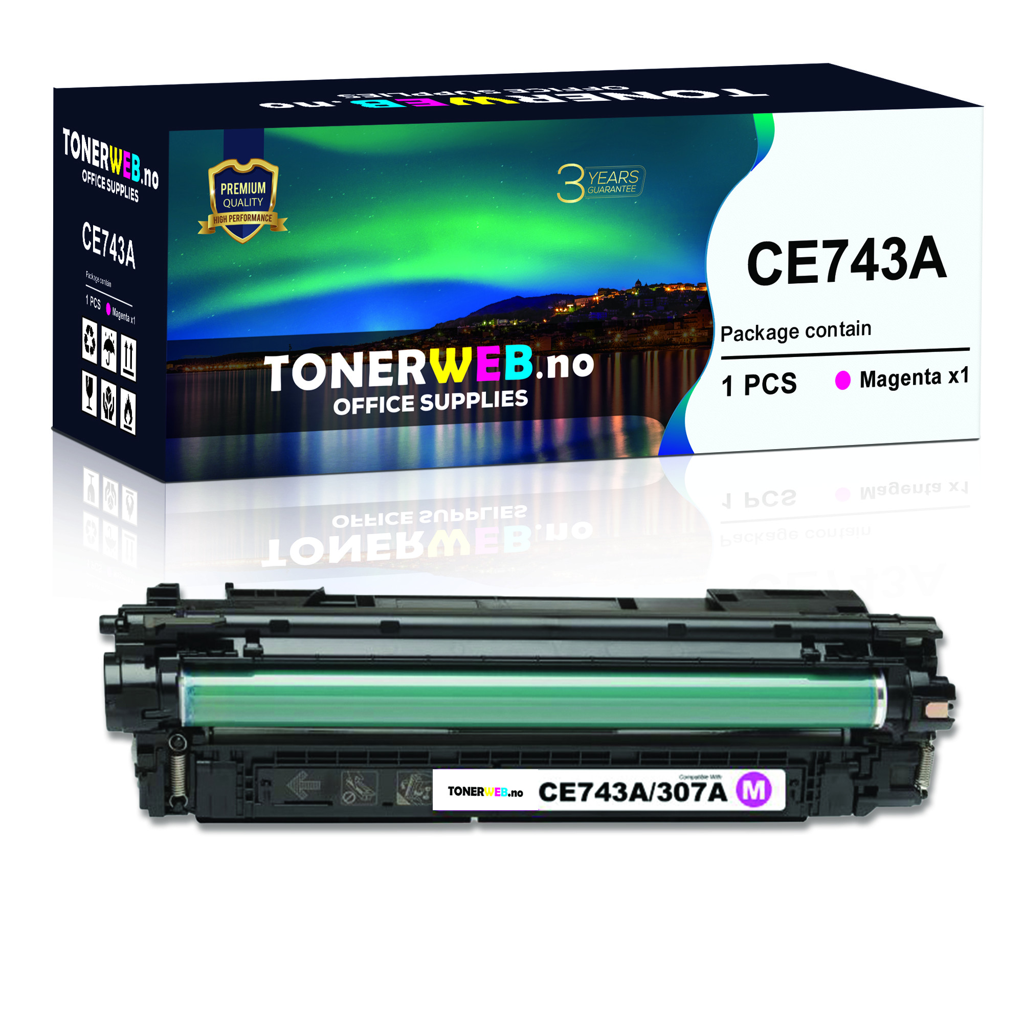 BildeTonerkassett, erstatter HP CE743A Magenta (7.300 sider) 