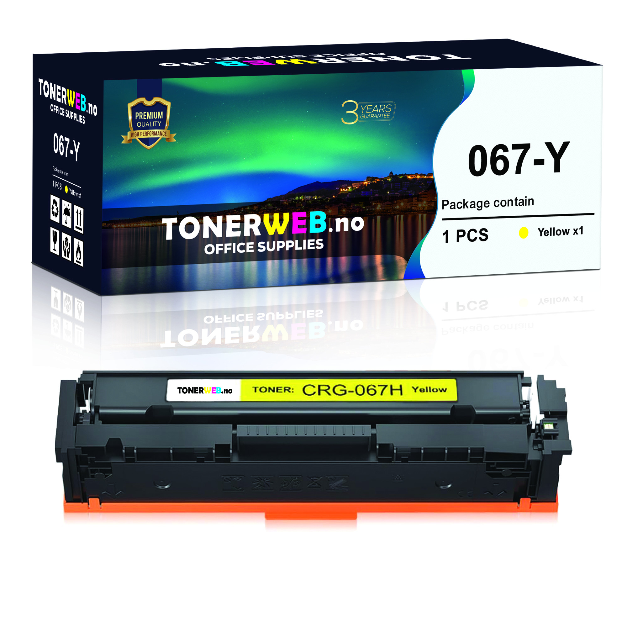 BildeTonerkassett. erstatter Canon 067 High Yellow 2.35k