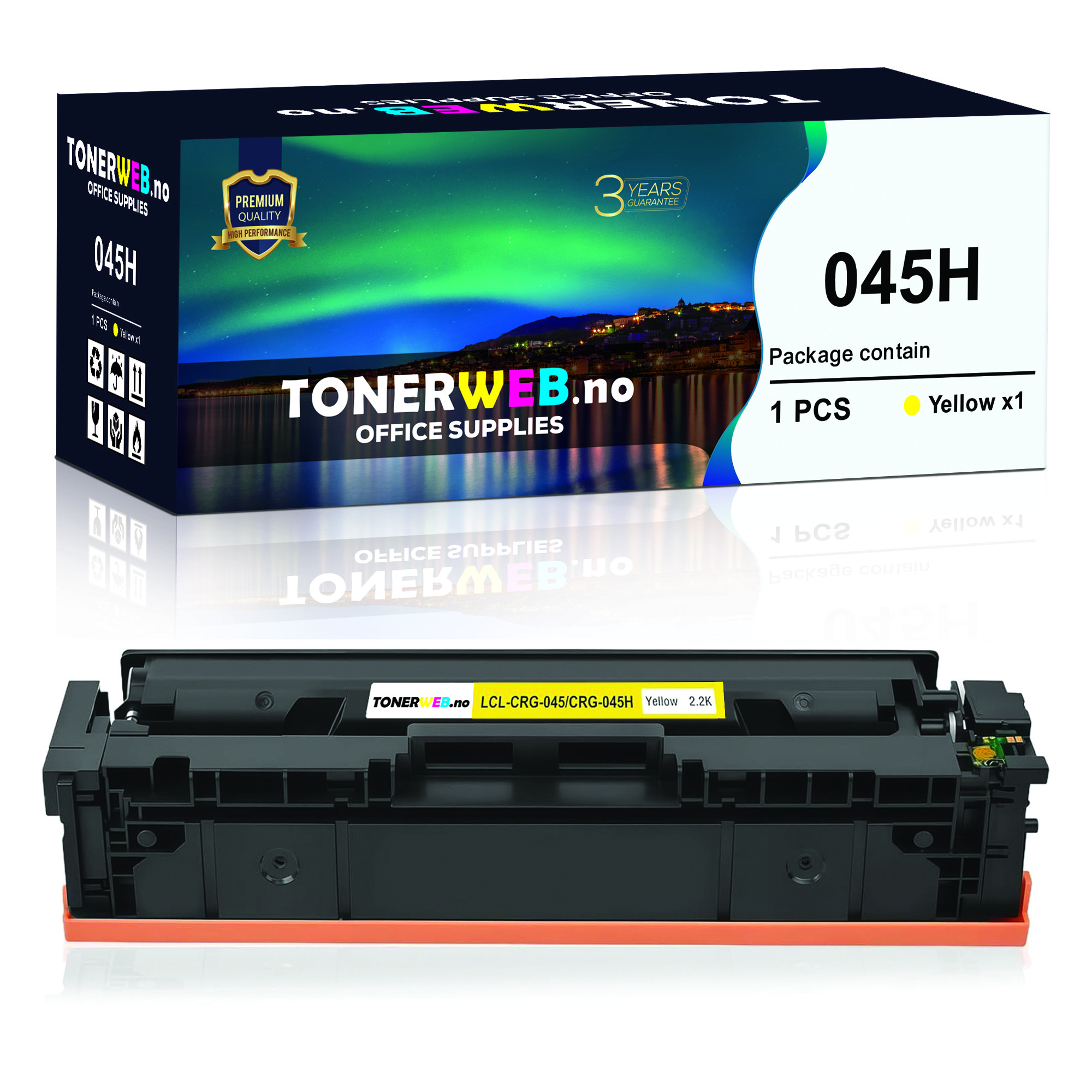 Tonerkassett, erstatter Canon 045H gul (2.200 sider) 