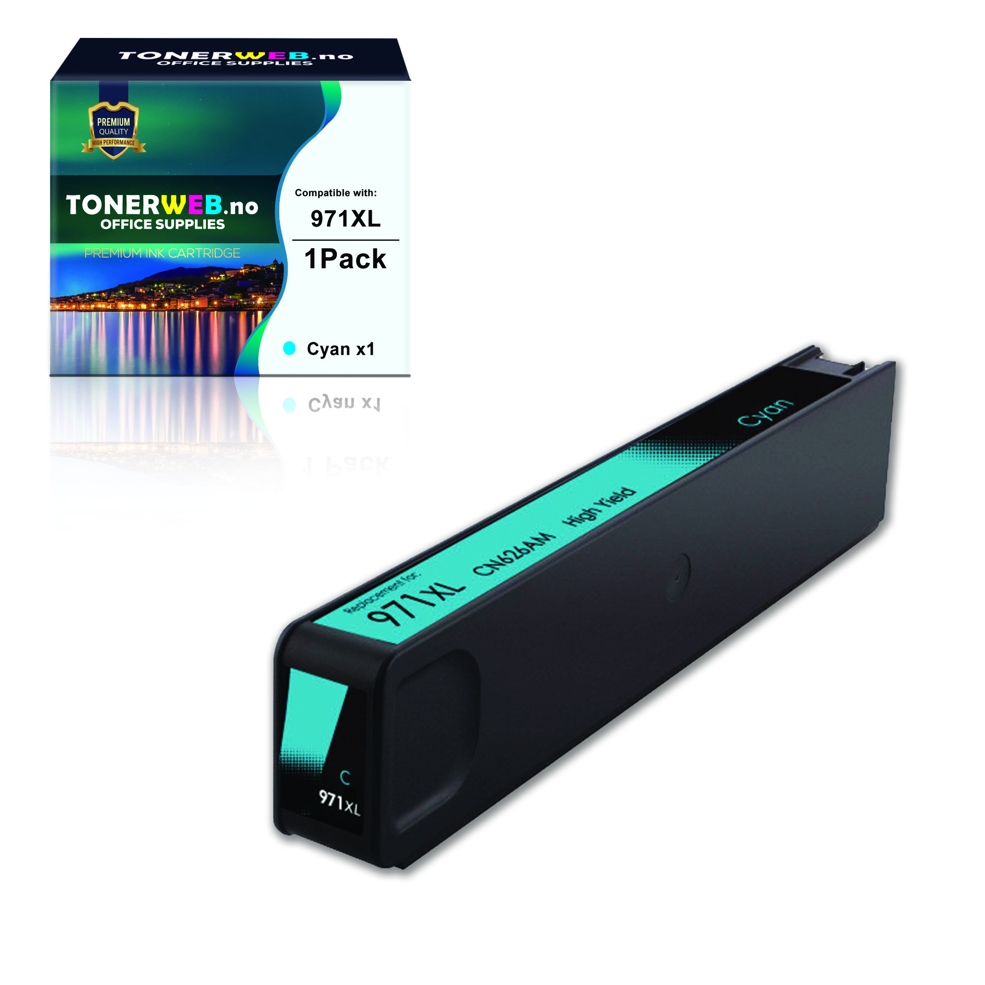 Blekkpatron, erstatter HP Cyan 971XL (110 ml)