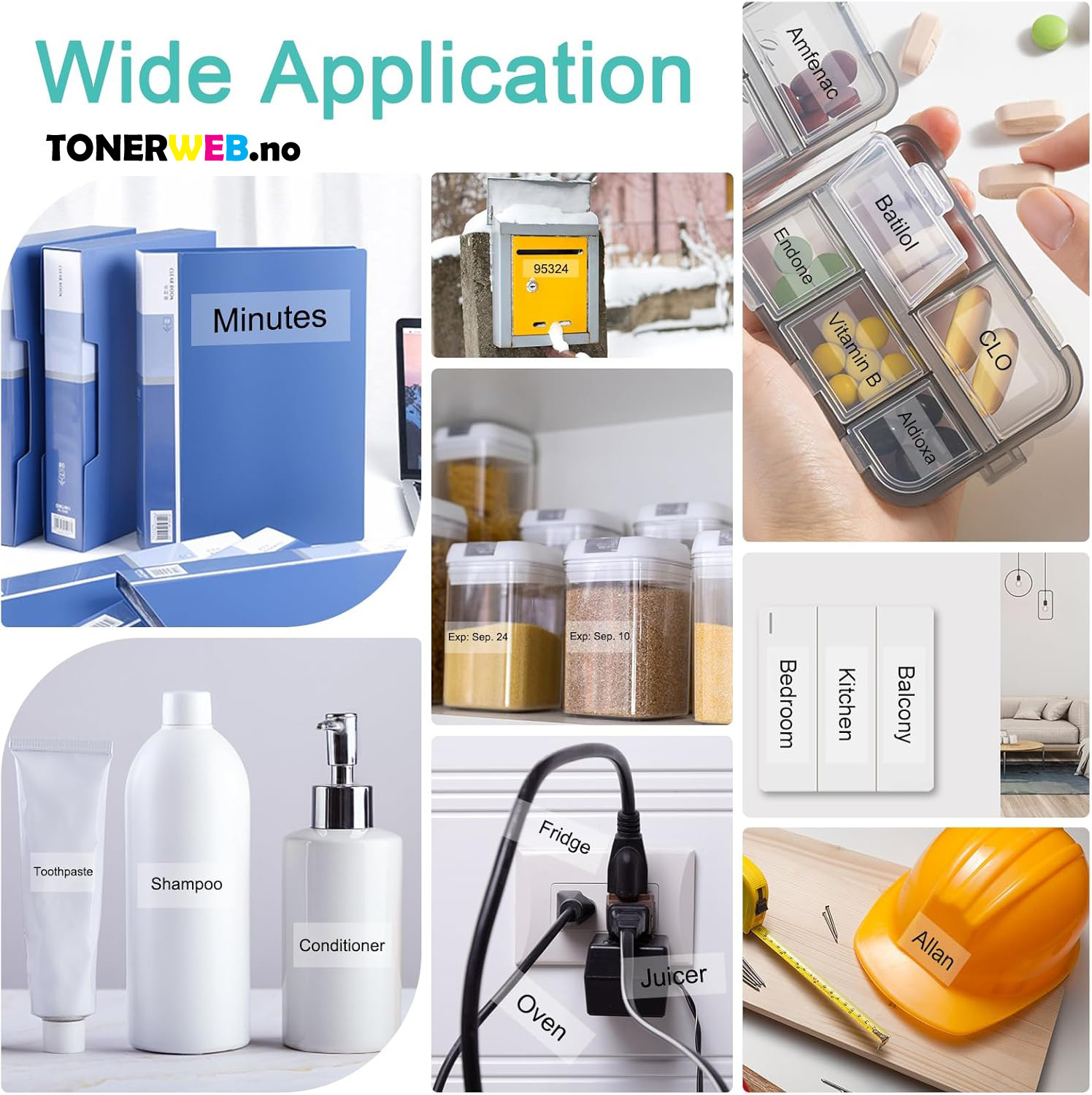 Brother Tape, erstatter Brother P-Touch TZ-121 Sort På Klar 9mm (8m)