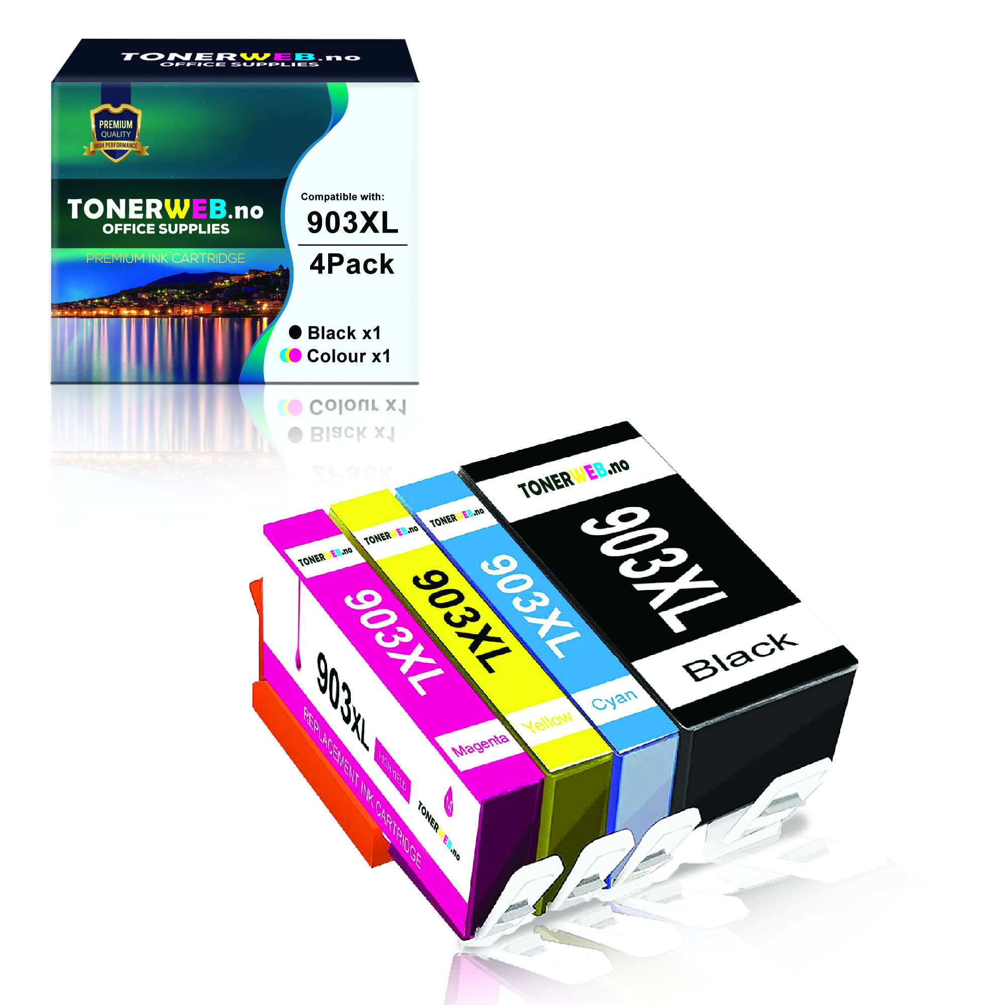 BildeBlekkpatron, erstatter HP 903XL (825 sider) Multipack, 4 farger