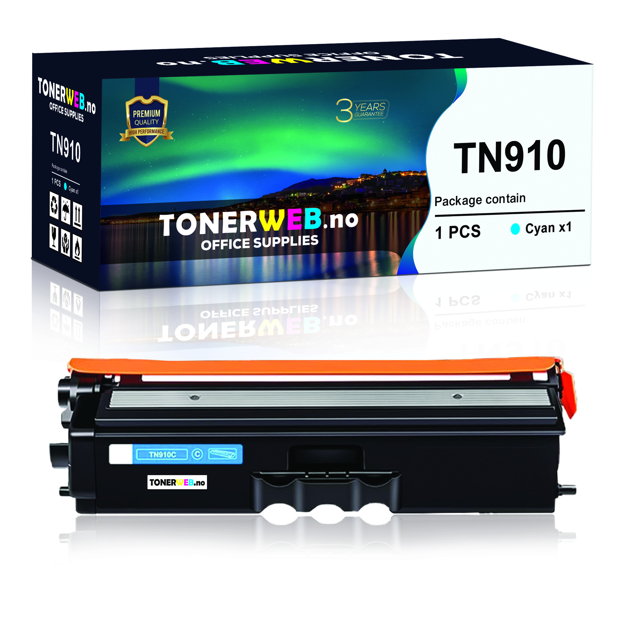 BildeTonerkassett, erstatter Brother TN910C  Cyan