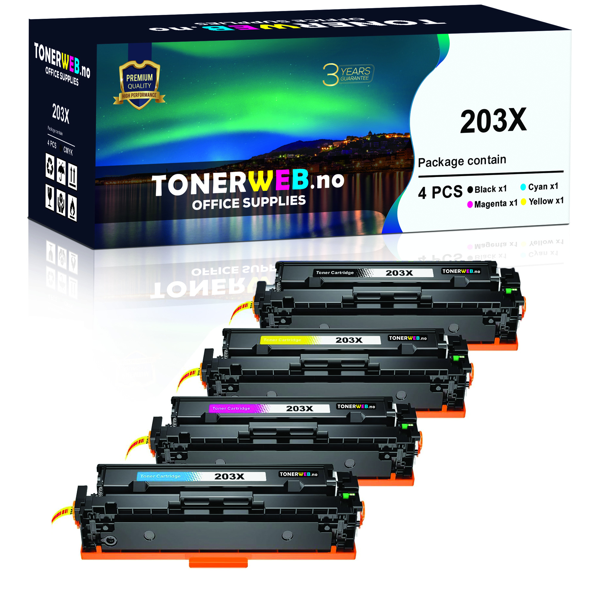 BildeTonerkassett, erstatter Tonerpakke 203X BK/C/M/Y