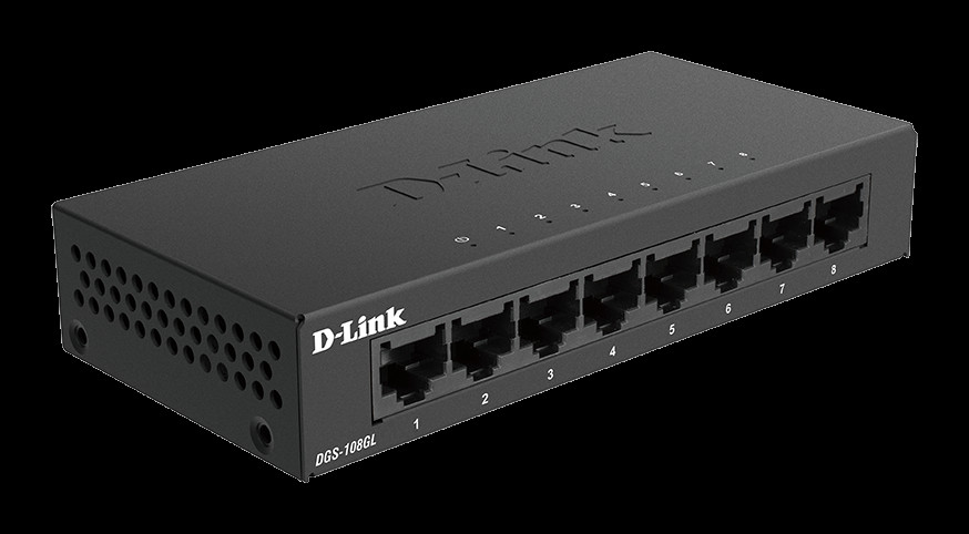 D-LINK 8-Port Gigabit Ethernet Metal Housing Unmanaged Light