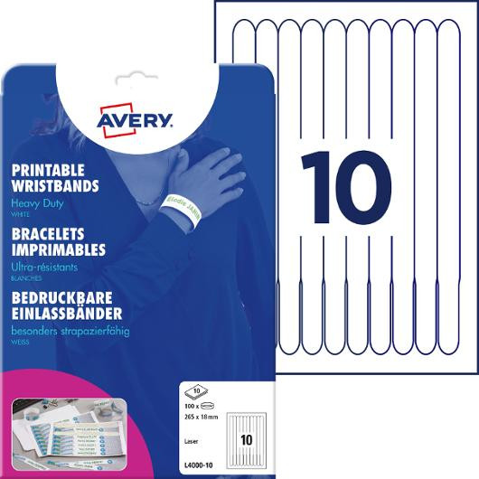 Festivalarmbnd utskrivbare 265x18mm hvit (100)