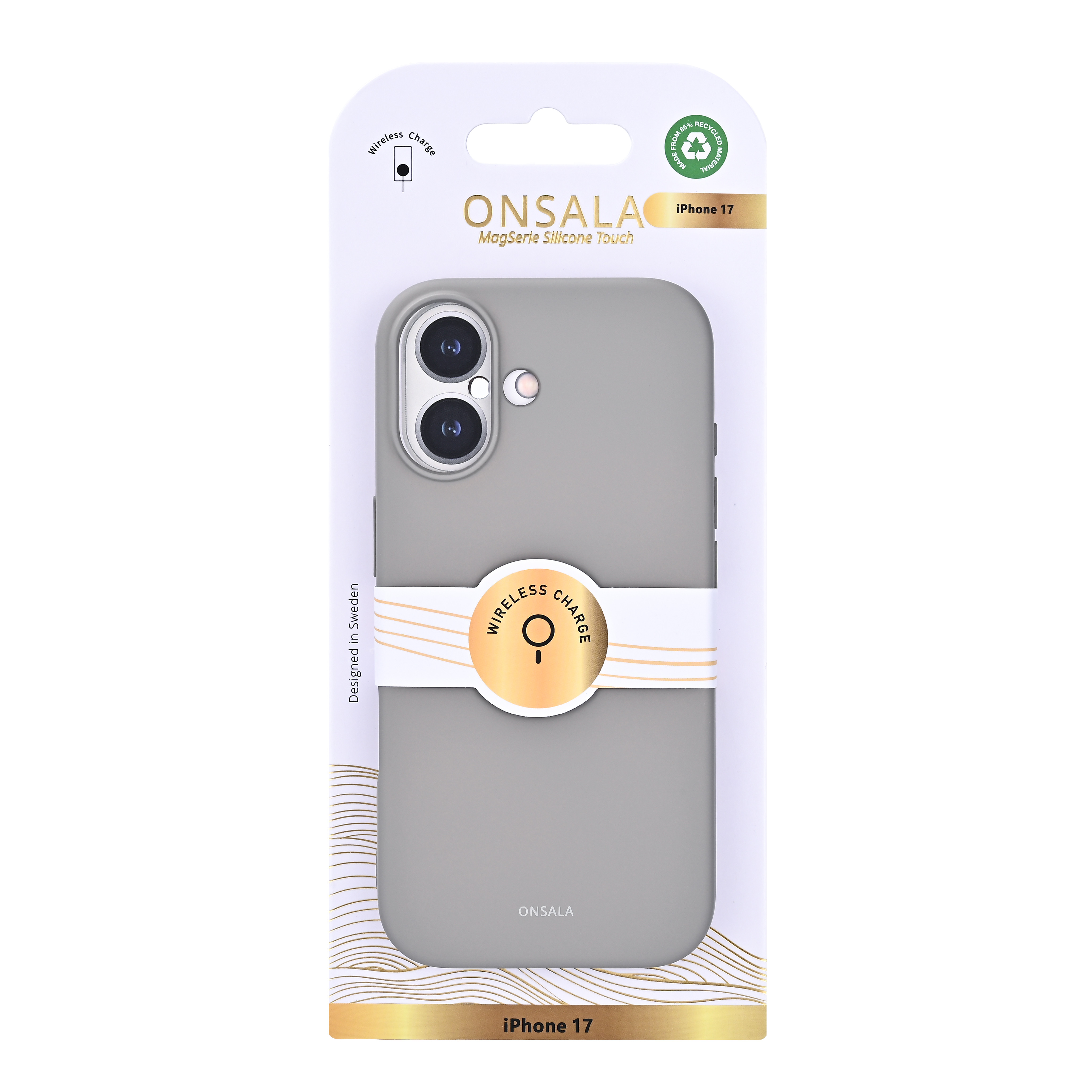 ONSALA Back Sil Touch Recycled MagSerie iPhone 17 Concrete