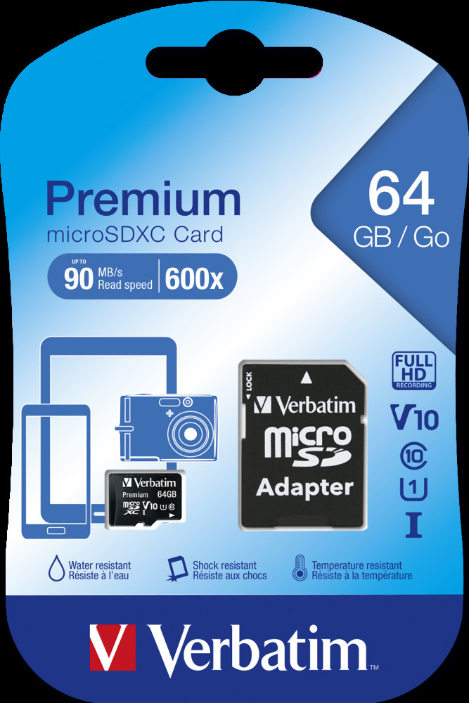 BildeVerbatim Micro SDXC Minnekort 64GB Class 10 m/adapter
