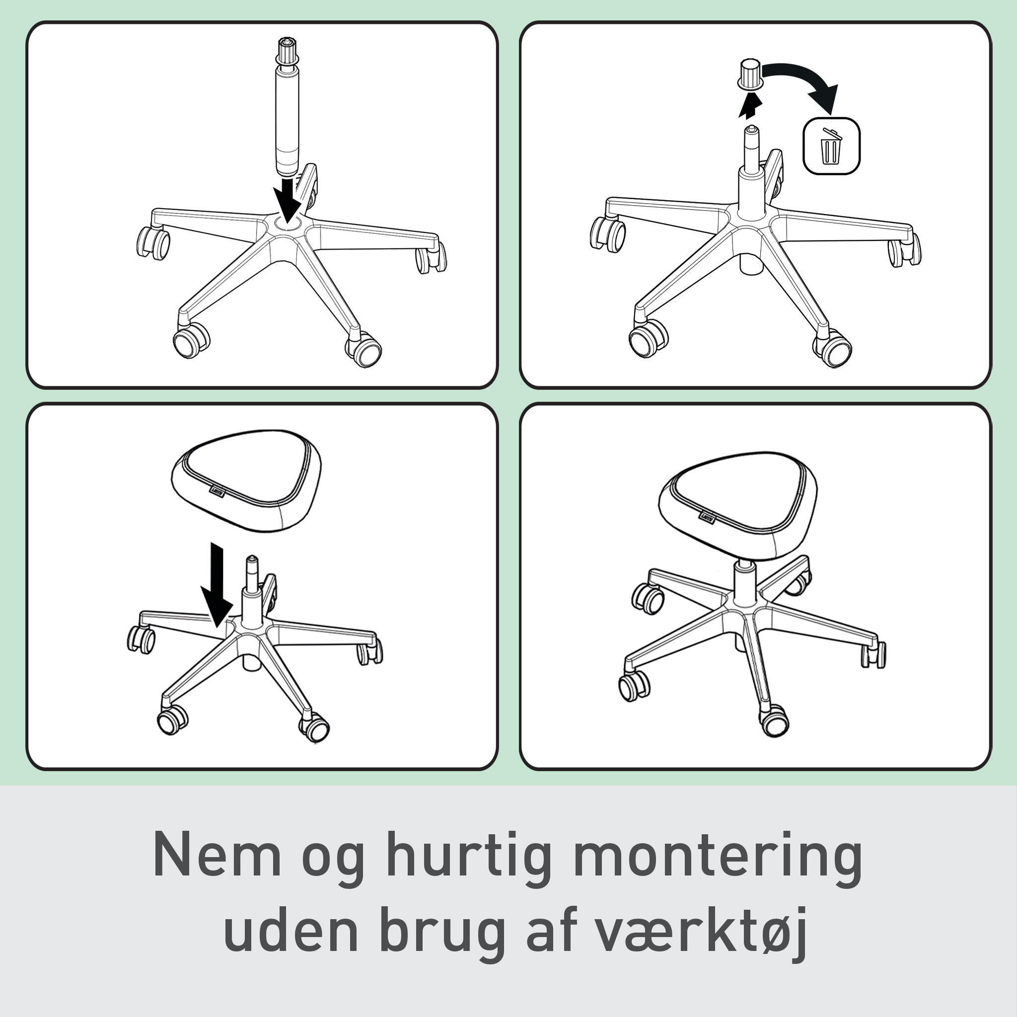 LEITZ Balansestol Ergo Comfort m/hjul sort