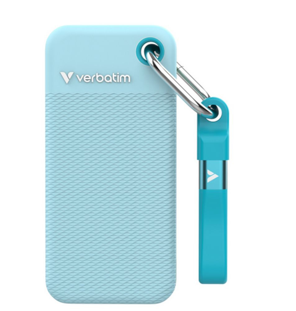 BildeVERBATIM Pocket SSD USB 3.2 Gen 2 1TB Polar Blue incl sleeve