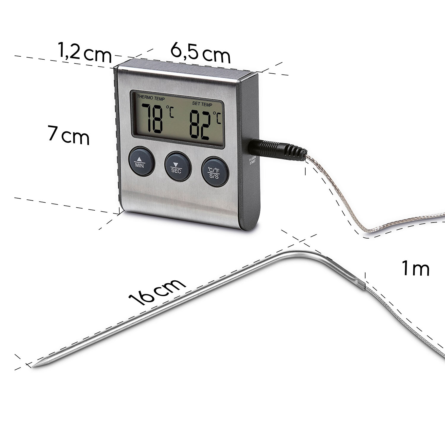 XAVAX Digital Meat Thermometer with Timer Cable Sensor