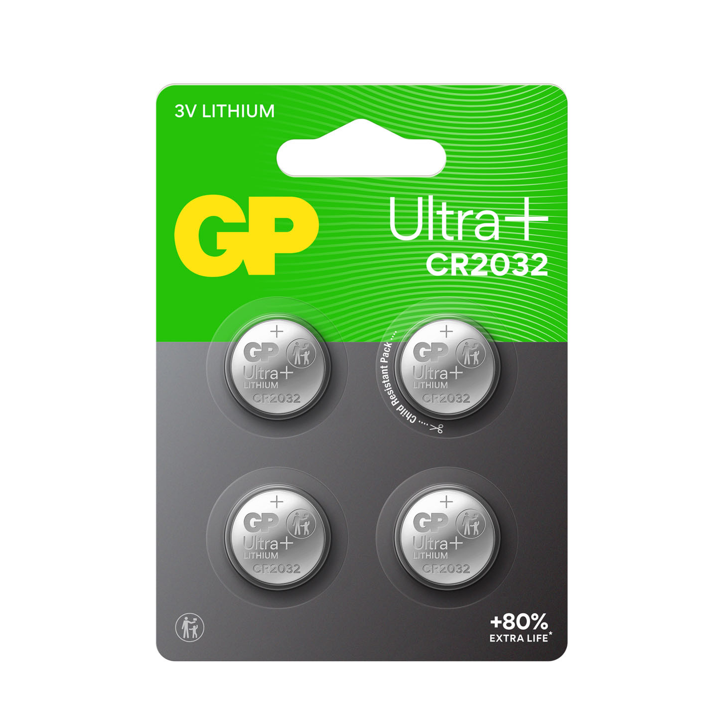 GP Lithium Coin Cell CR2032 4-pack