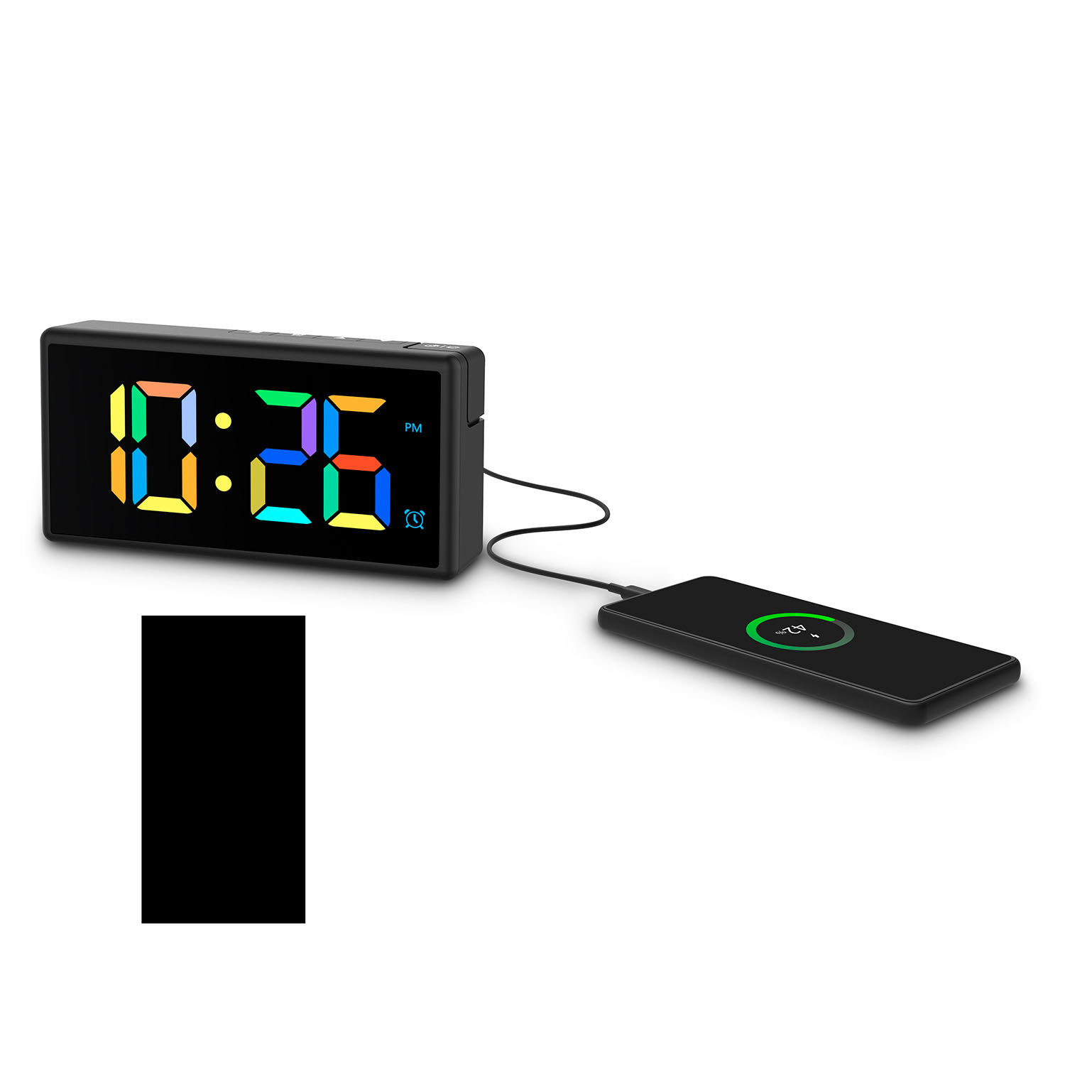 HAMA Digital Alarm Clock Ibiza Multi Colour Display Black