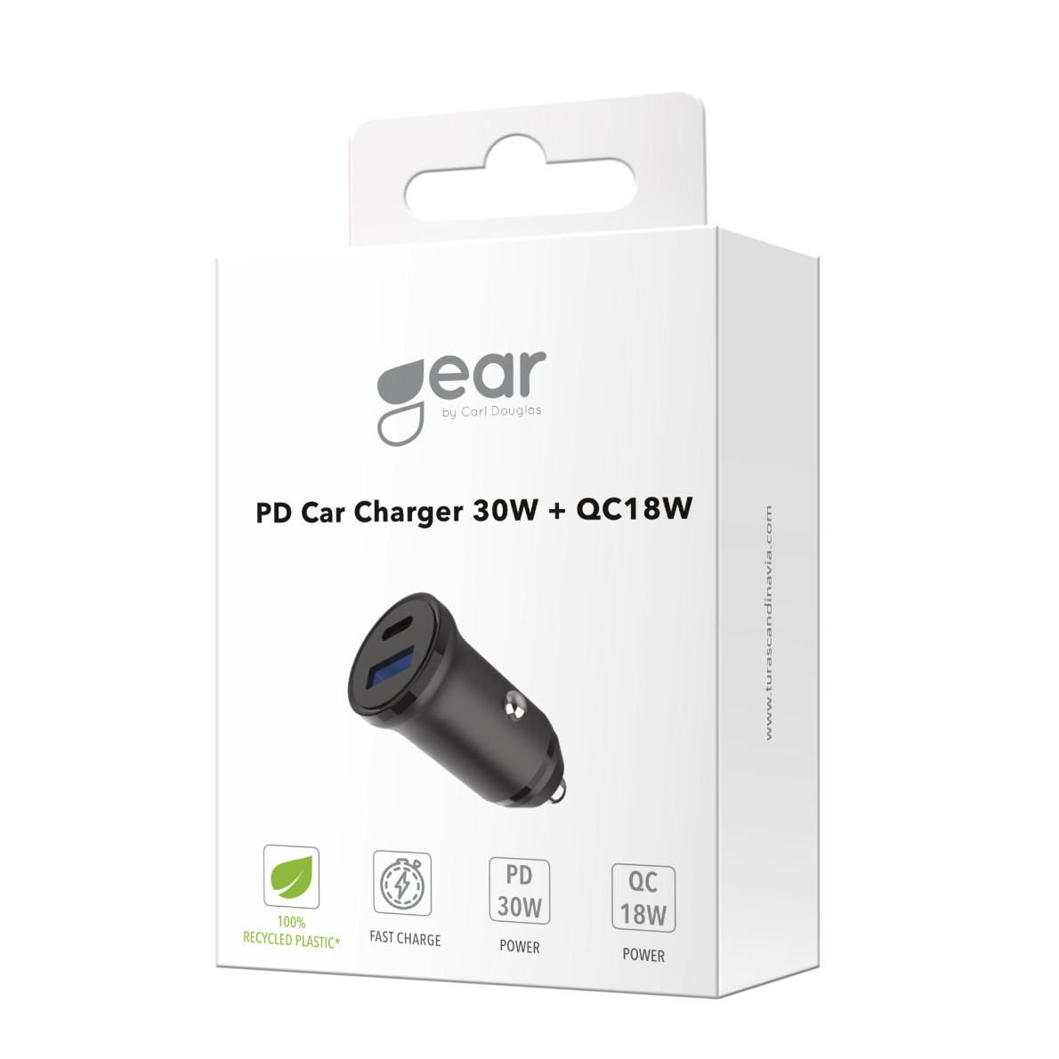 GEAR Charger 12/24V 1xUSB-C + 1xUSB-A PD 30W + QC18.0W MAX Black