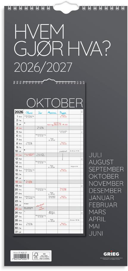 BildeVeggkalender Grieg Hvem Gjør Hva 26/27