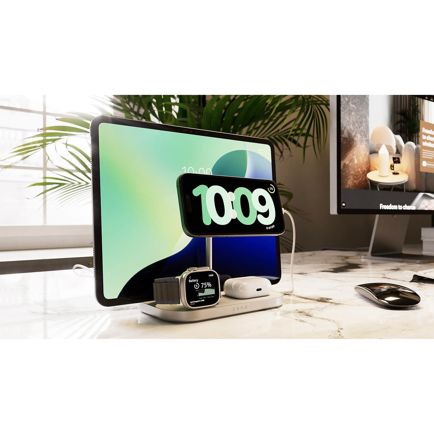 ZENS Wireless Charger 4-in-1 Qi2 60W USB-C Out White