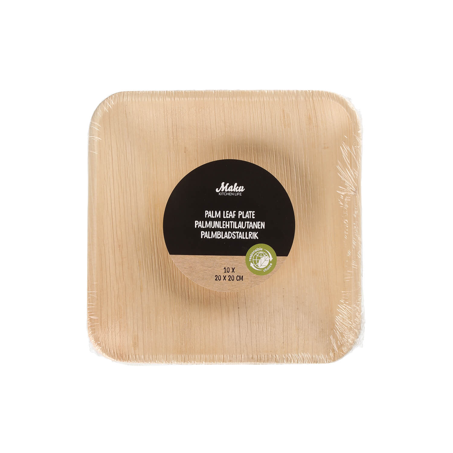 MAKU Palm Leaf Plate 20X20 cm 10Pcs