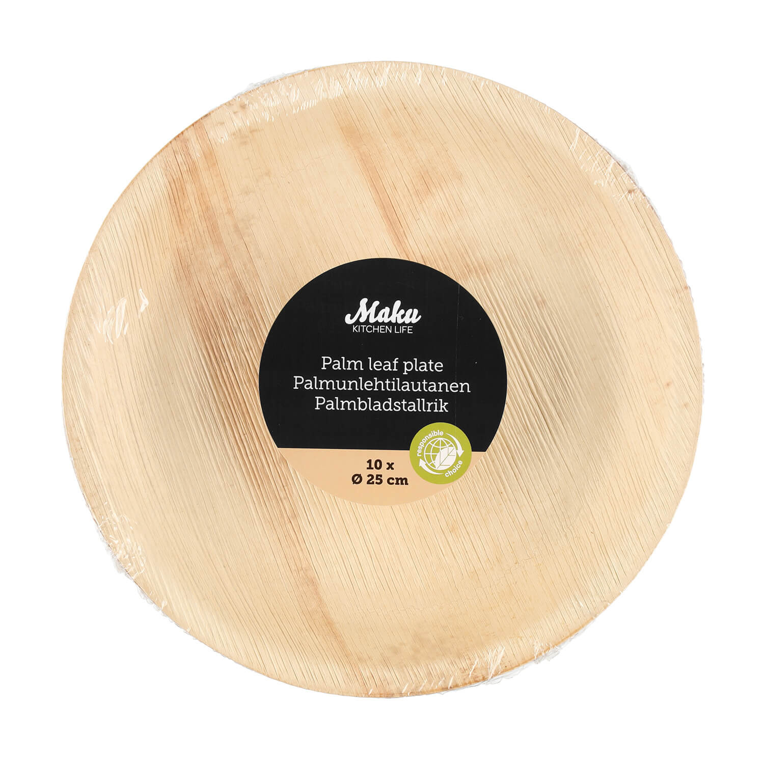 MAKU Palm Leaf Plate Round 25cm 10Pcs