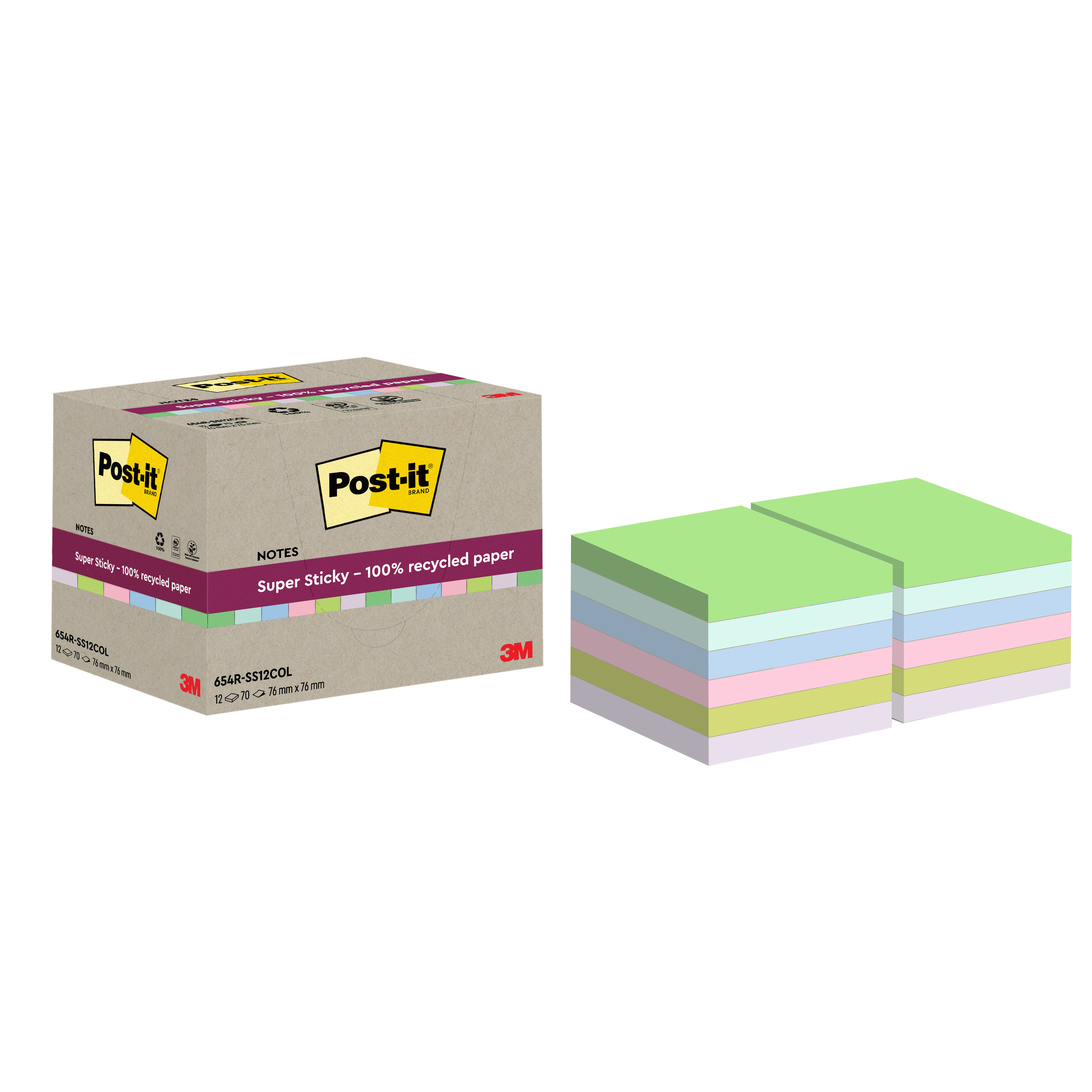 BildePost-it SS Recycled Mix colors 76x76 70sh (12)