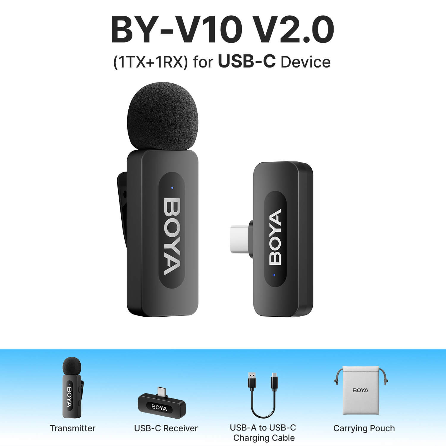 BOYA Wireless Microphone x1 BY-V10 v2.0 Mini USB-C 2.4GHz