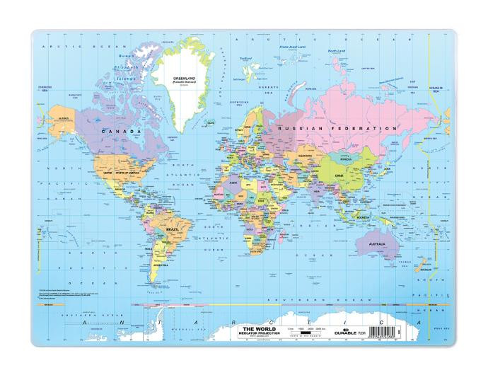 BildeSkriveunderlag Durable 50X38 Verdenskart